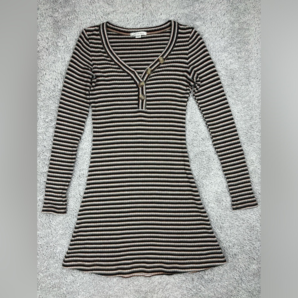 American Eagle Dress Womens Extra Small Thin Stripes Long Sleeve Pictures Fall